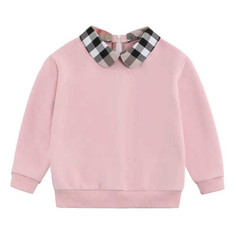 Children's Cotton Plaid Sweater with Back Zipper (4-10Y)